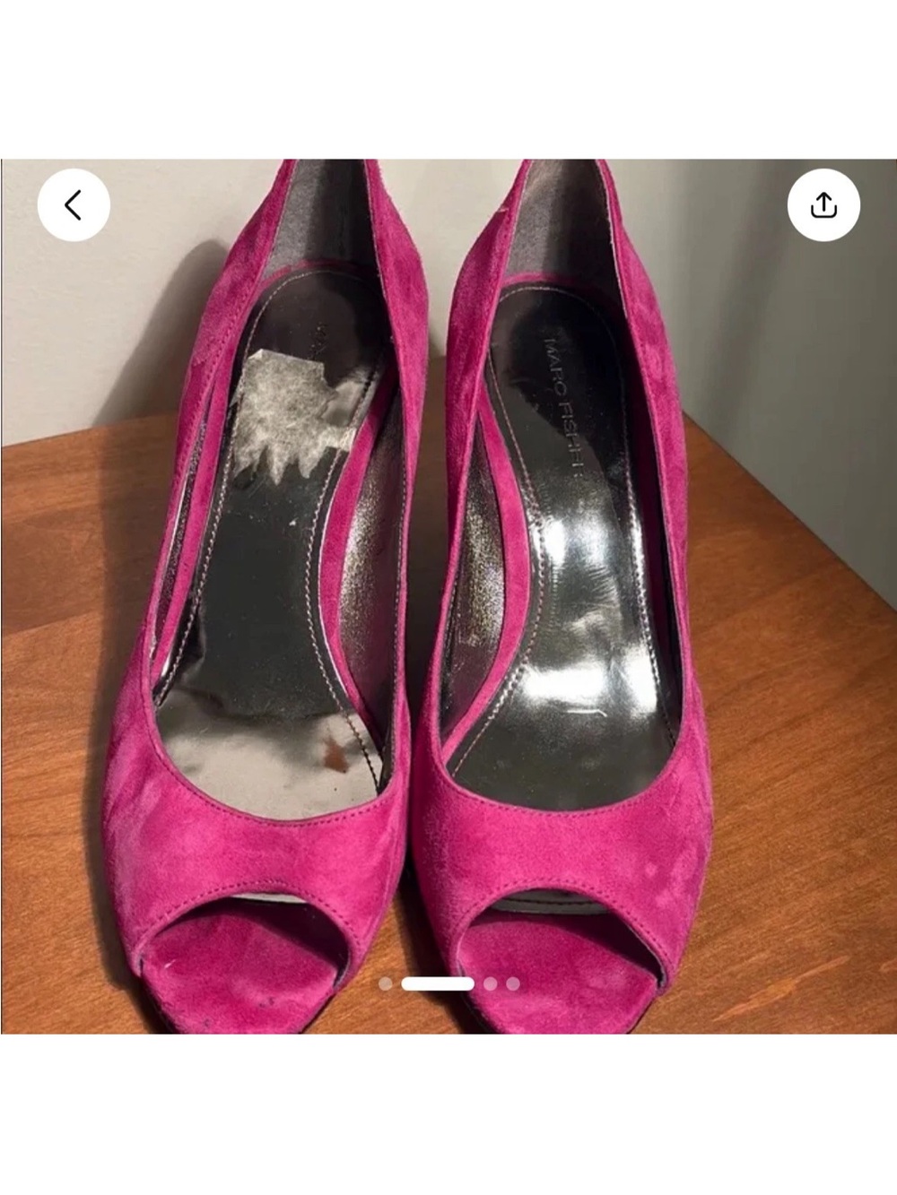 Mark Fisher Suede Peep Toe Wedge Heels Pink Fuchsia Size 7.5  Women’s